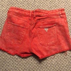 Orange denim jean shorts